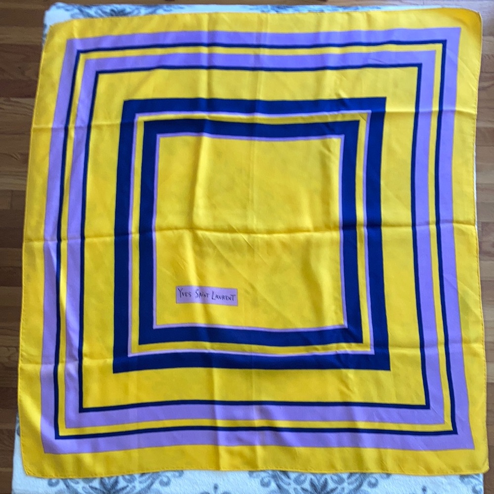 YSL Vintage Color Block Silk Scarf